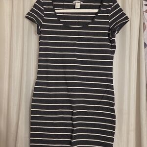 H&M Black and White Striped Mini Dress